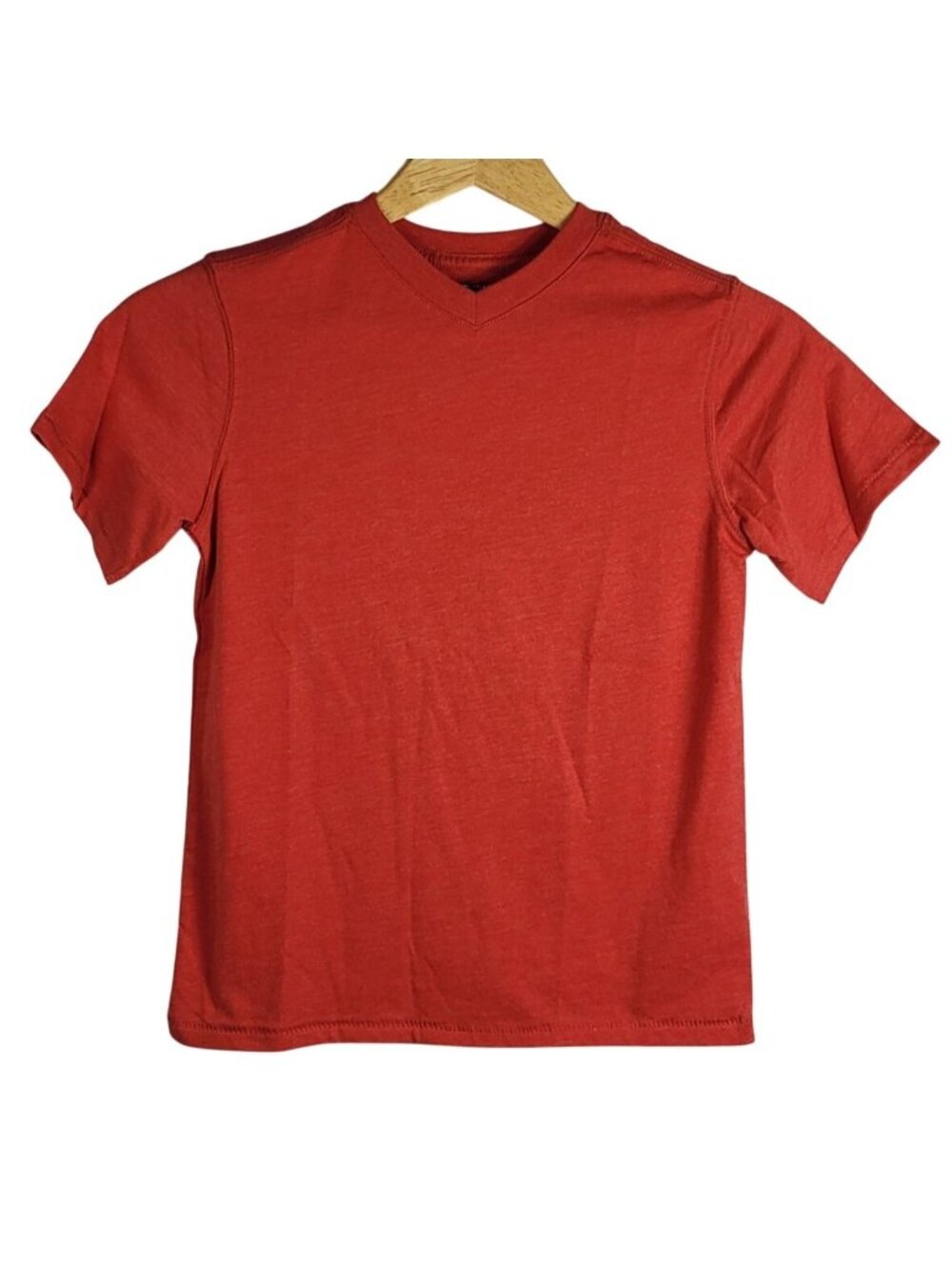 Cherokee Boys V Neck Short Sleeve T Shirt Red Size 6 - 7 Small Solid Pullover